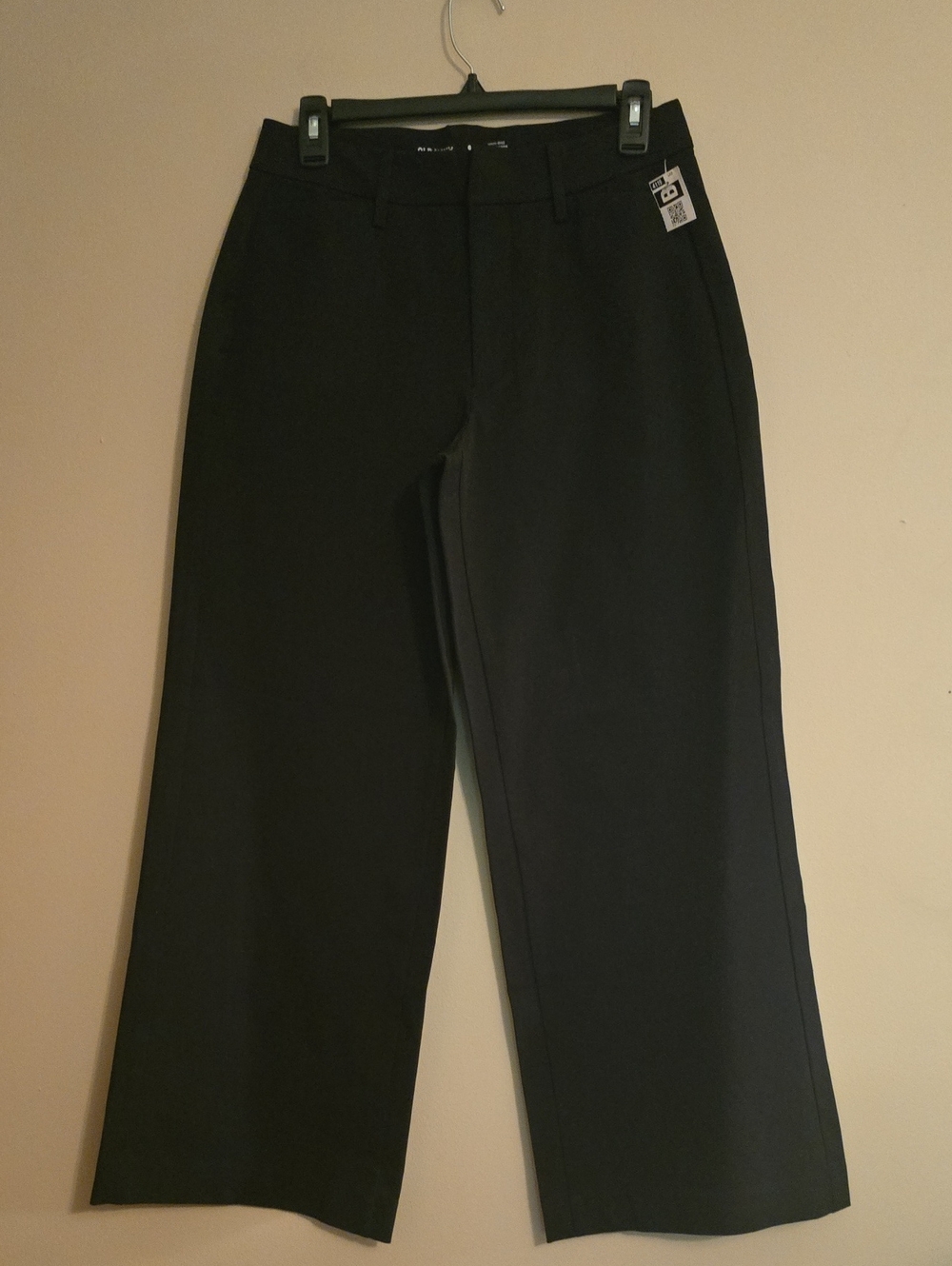 New Old Navy Women's 6p High-rise Pixie Super Wide Leg Black Chino Pant Trousers